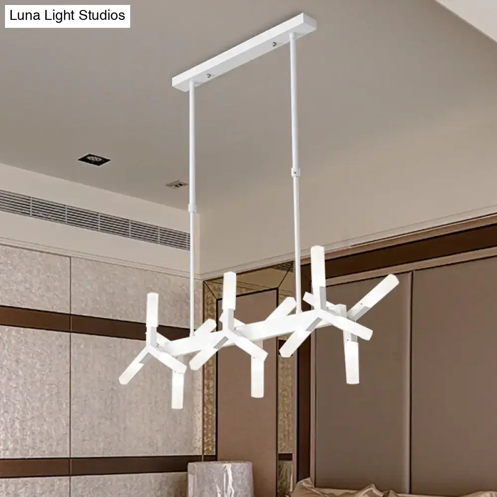 Modern black starburst linear acrylic shade chandelier dining room