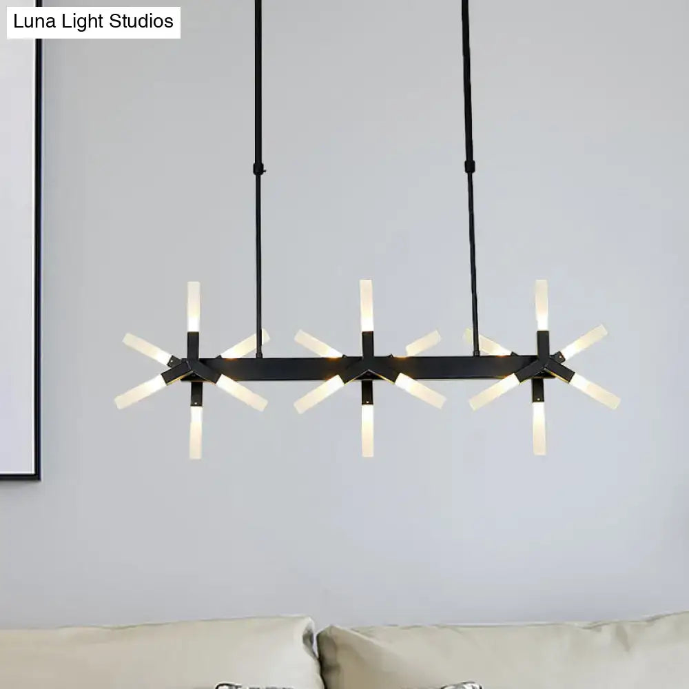 Modern black starburst linear acrylic shade chandelier dining room