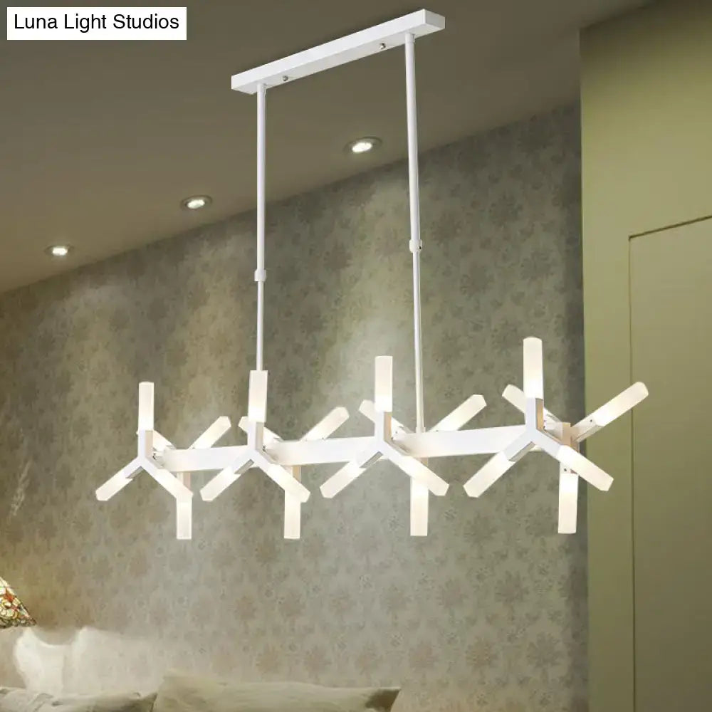 Modern black starburst linear acrylic shade chandelier dining room