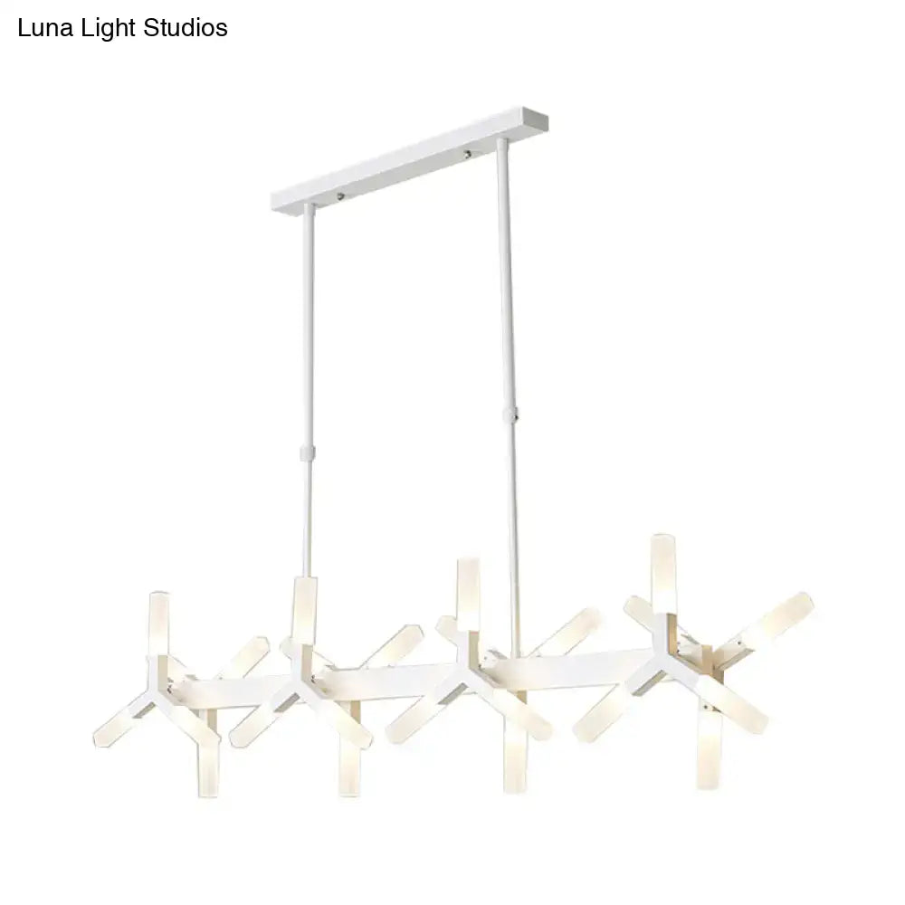Modern black starburst linear acrylic shade chandelier dining room