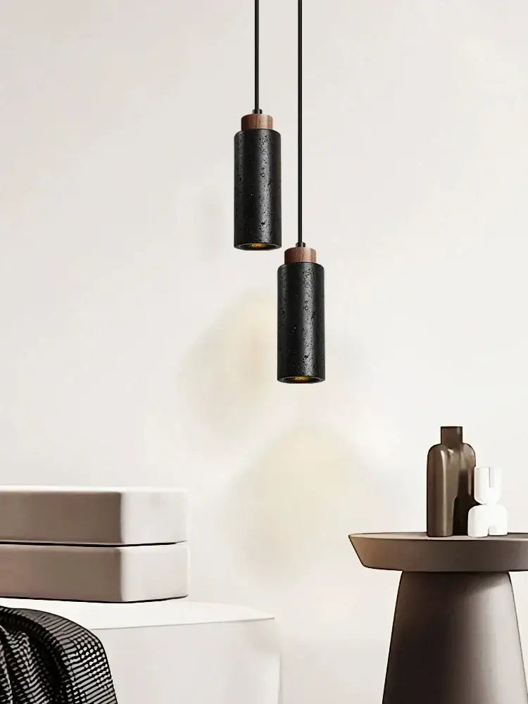 Modern black stone bedside chandelier bedroom pendant light