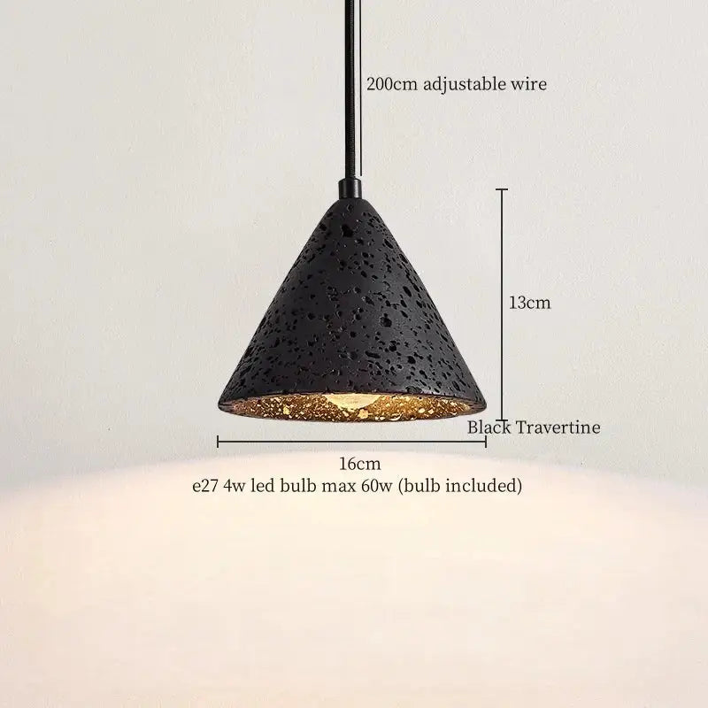 Modern black stone led pendant light kitchen wood top decor