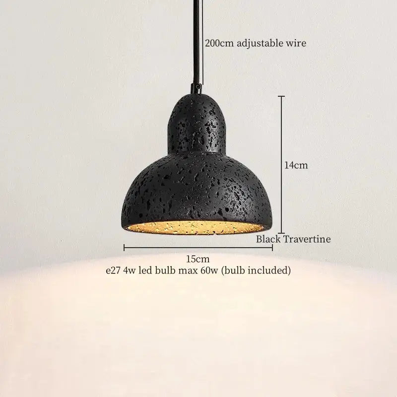 Modern black stone led pendant light kitchen wood top decor