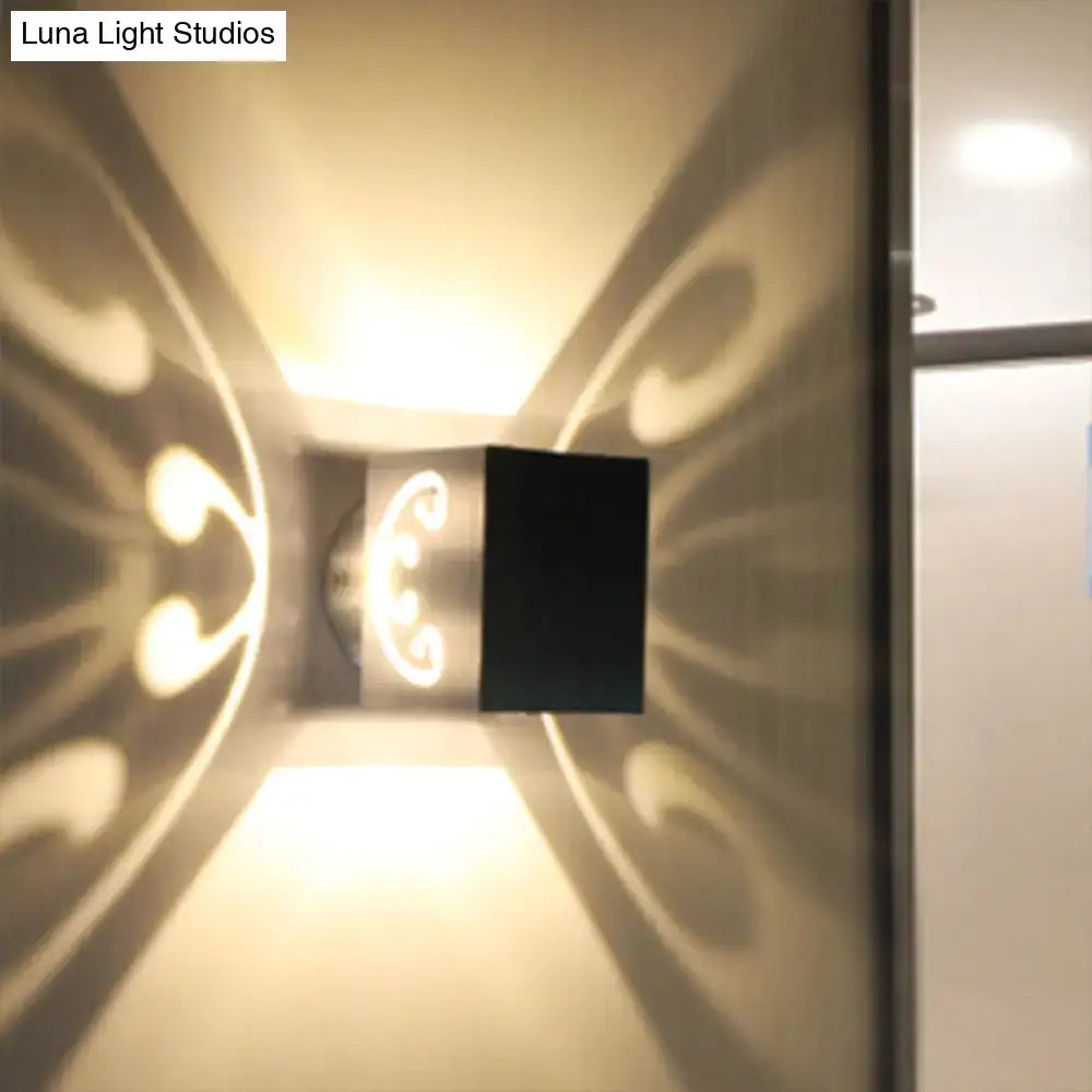 Modern black swirl led wall lamp bedroom light pattern sconce