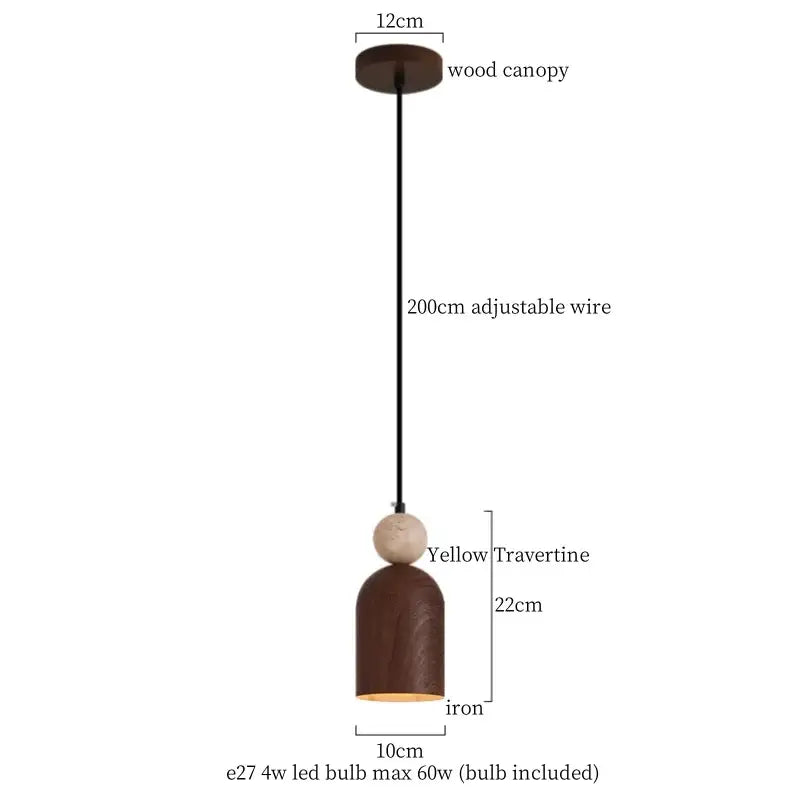 Modern black travertine led pendant light for dining room
