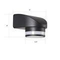 Modern black tubular metal wall washer sconce with sleek design and silver accent ring for outdoor backyard lighting