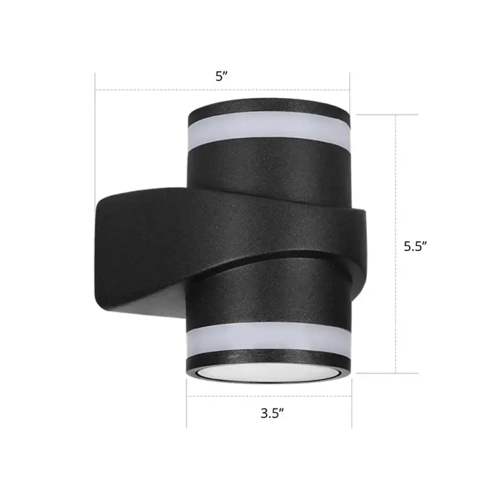 Modern black tubular metal wall washer sconce backyard light