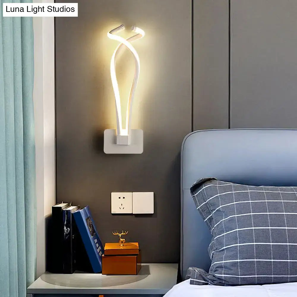 Modern black twisted spiral led wall sconce bedroom light