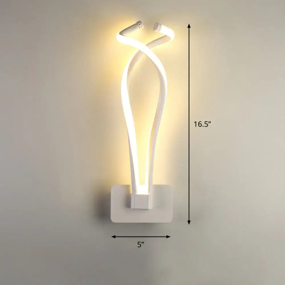 Modern black twisted spiral led wall sconce bedroom light
