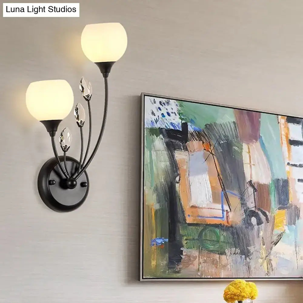 Modern black wall sconce light with frosted glass – living room lamp