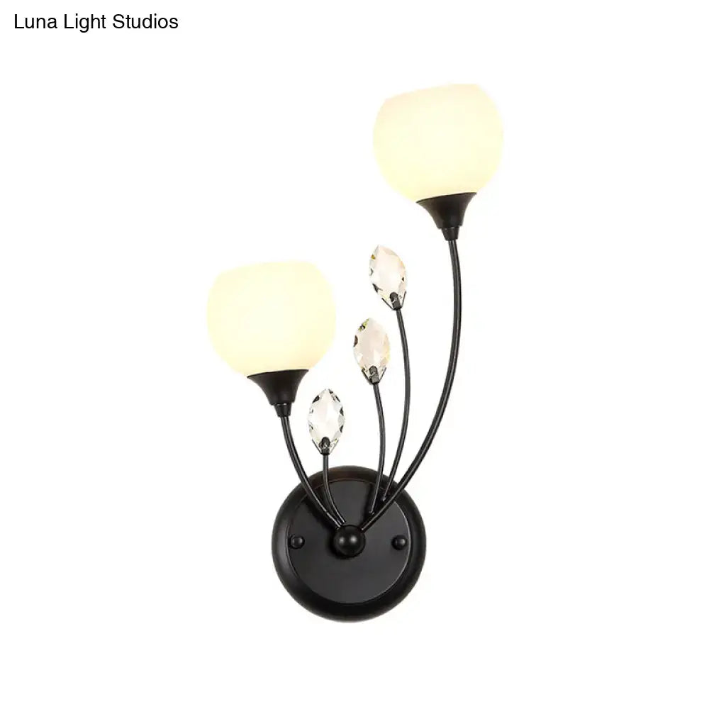 Modern black wall sconce light with frosted glass – living room lamp