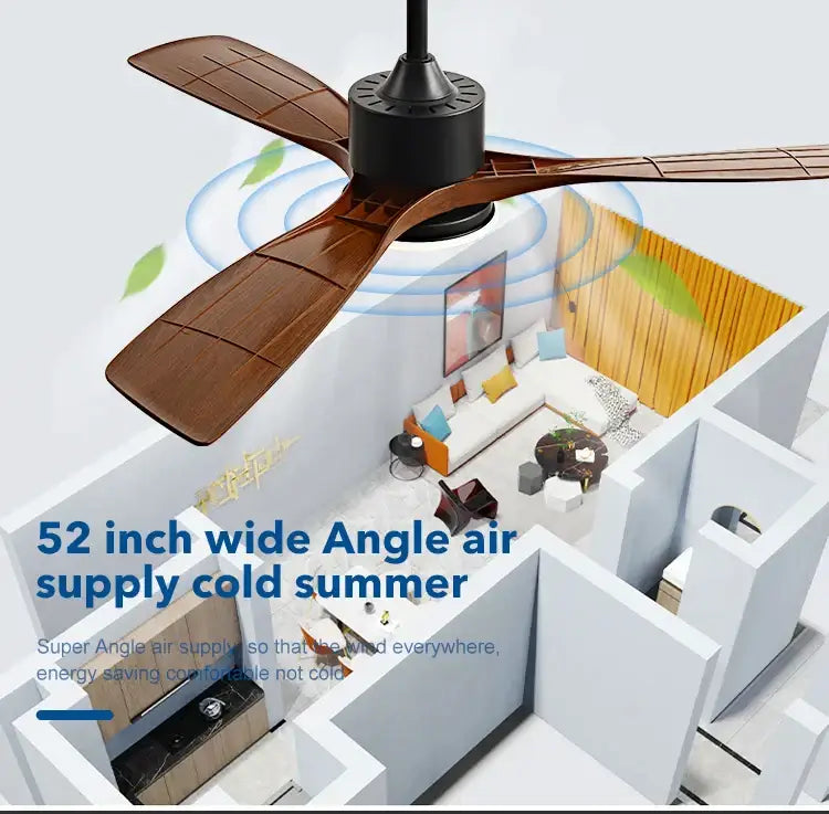 Modern black walnut ceiling fan with led light and remote control bedroom