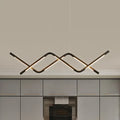 Modern black metal pendant light with angular zigzag design and integrated led lighting for 110v-120v use