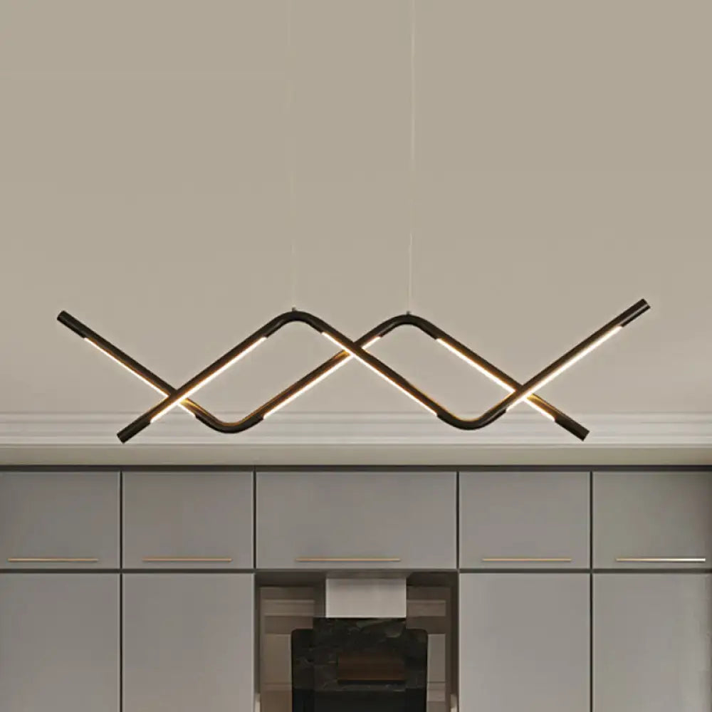 Modern black waved led pendant light dining room 110v-120v