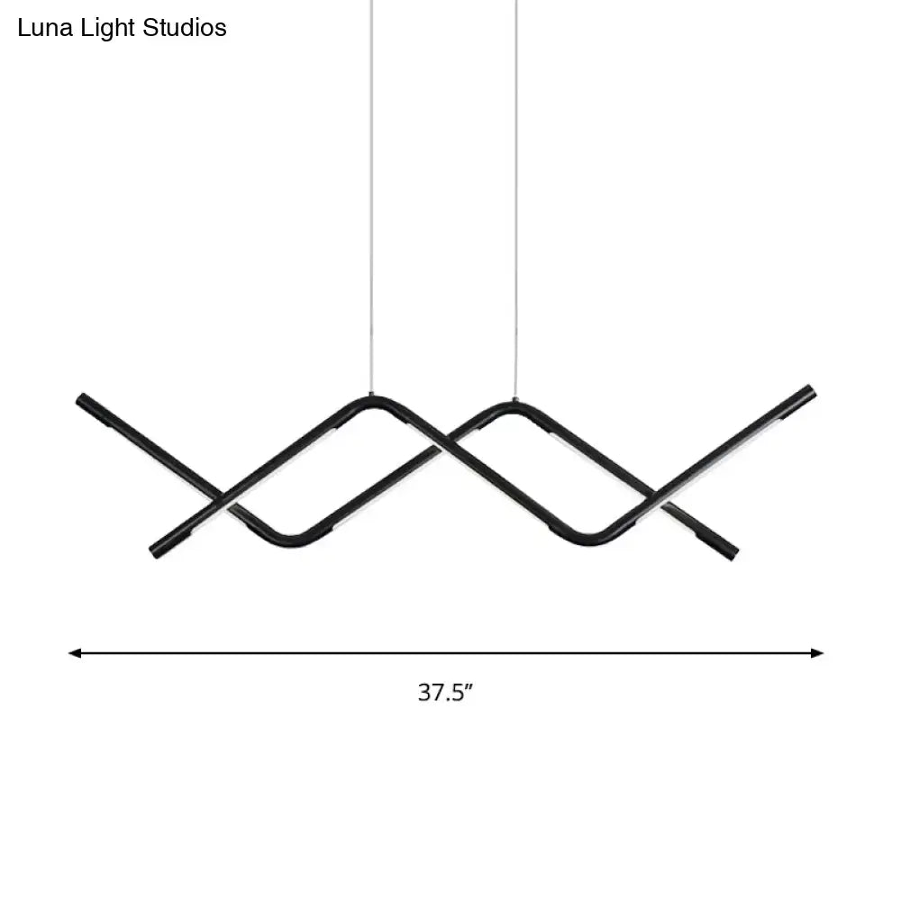 Modern black waved led pendant light dining room 110v-120v