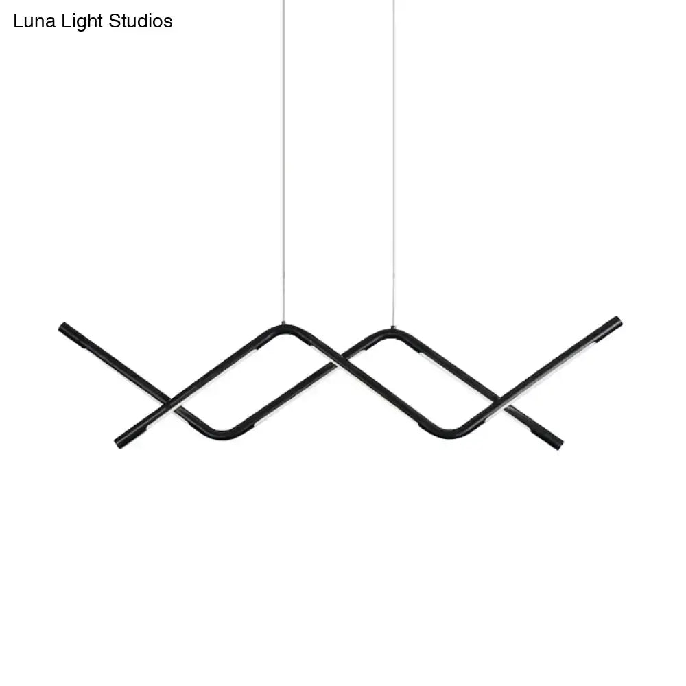 Modern black waved led pendant light dining room 110v-120v