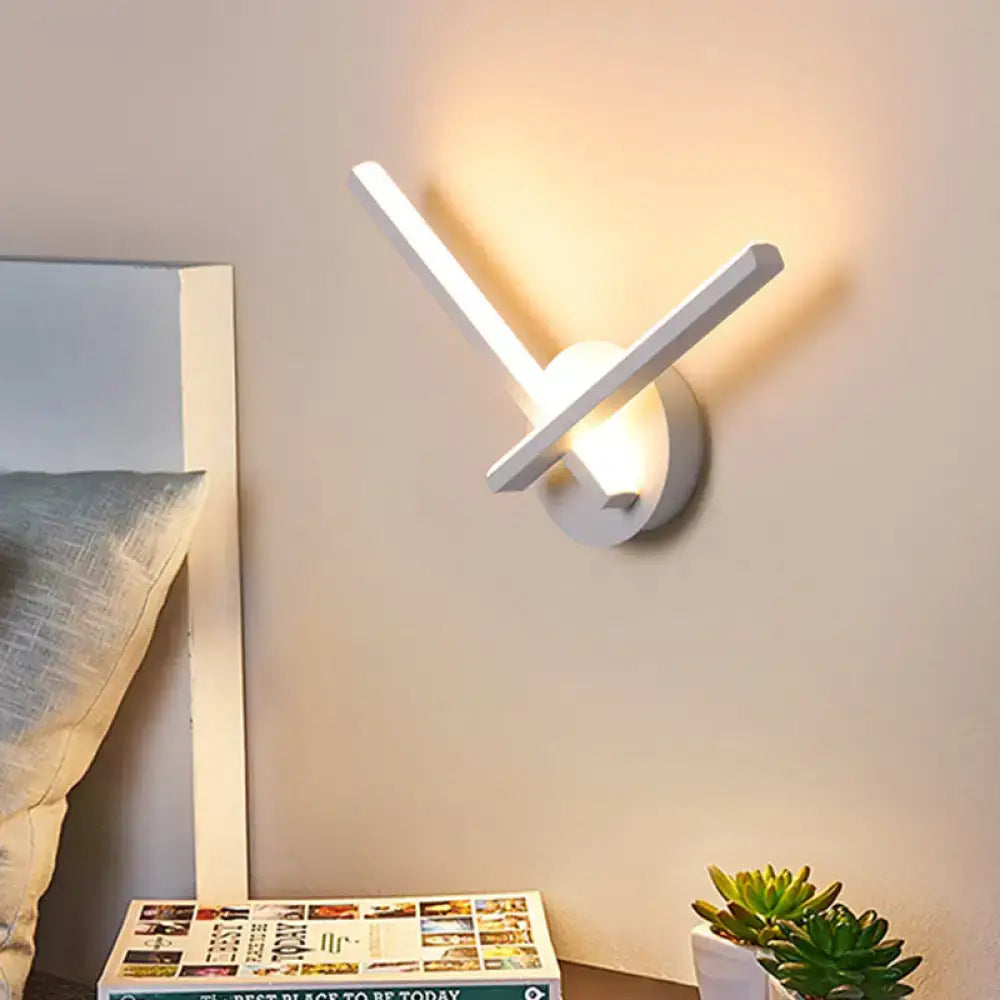 Modern black & white acrylic cross wall sconce bedroom warm white light