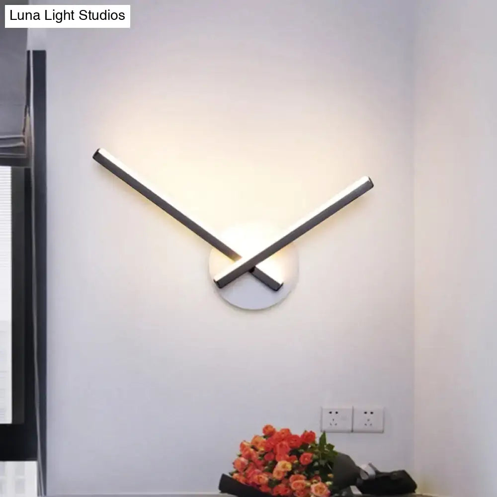 Modern black & white acrylic cross wall sconce bedroom warm white light