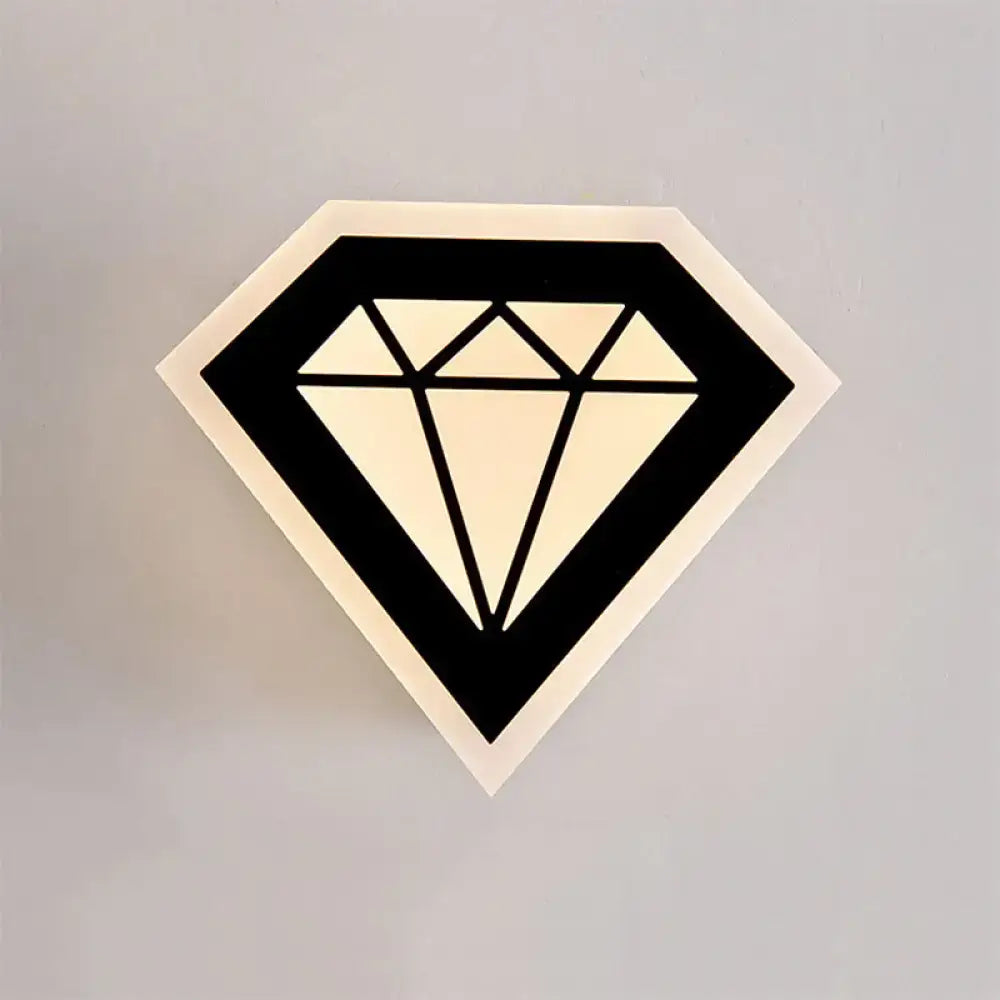 Modern black & white acrylic diamond bedside wall lamp bedroom light fixture