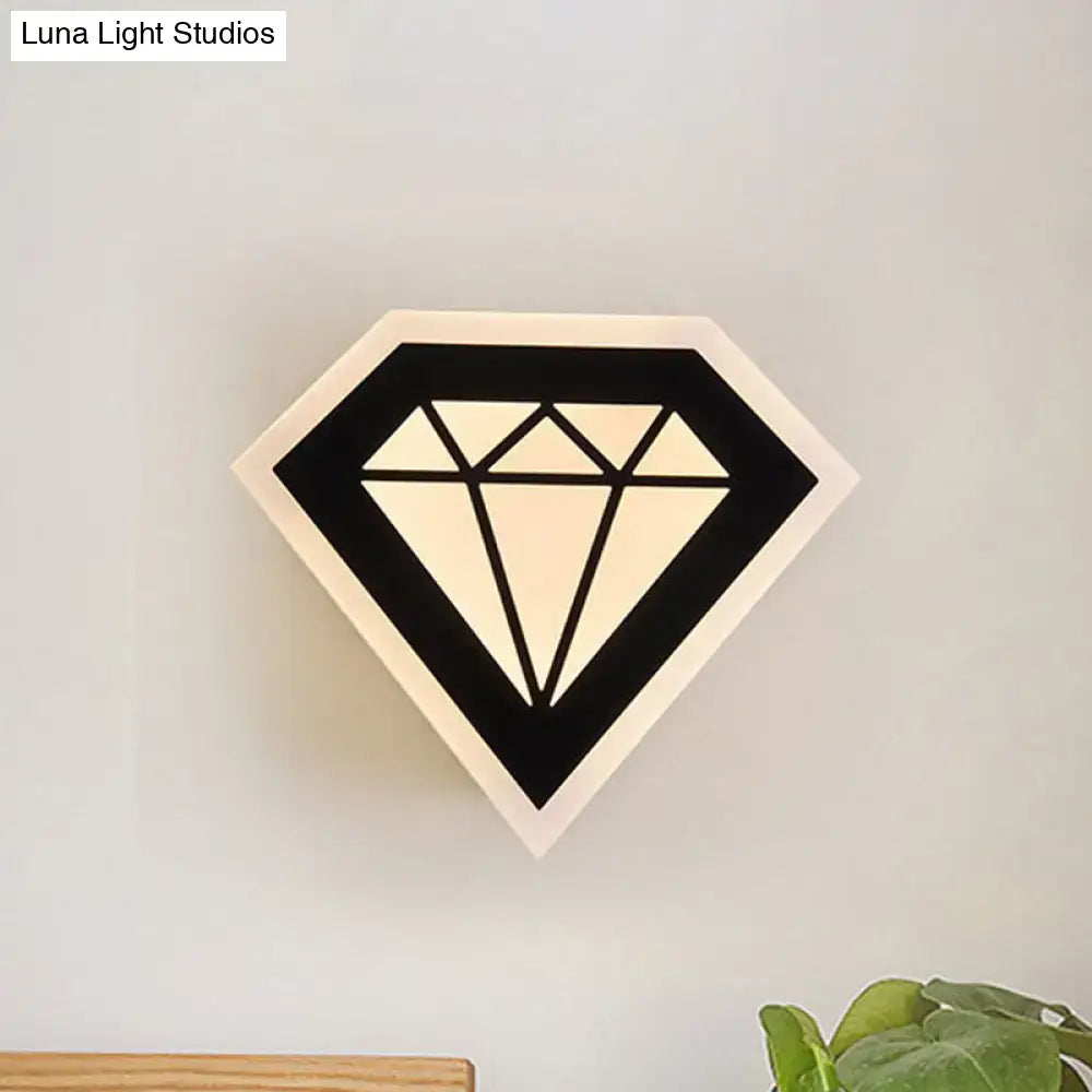 Modern black & white acrylic diamond bedside wall lamp bedroom light fixture