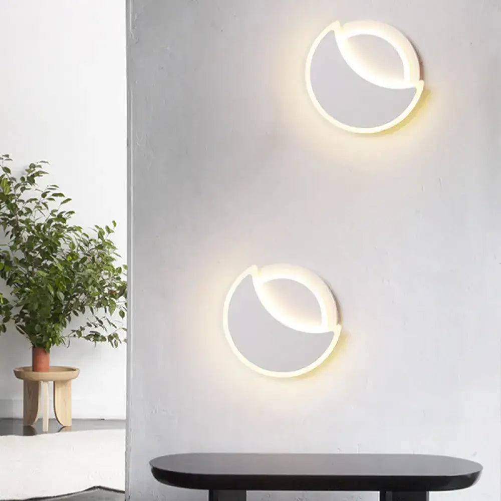 Modern black & white acrylic eclipse wall sconce bedroom light
