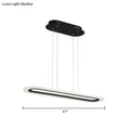 Modern black and white acrylic oblong light fixture with minimalist design and remote control for kitchen island lighting