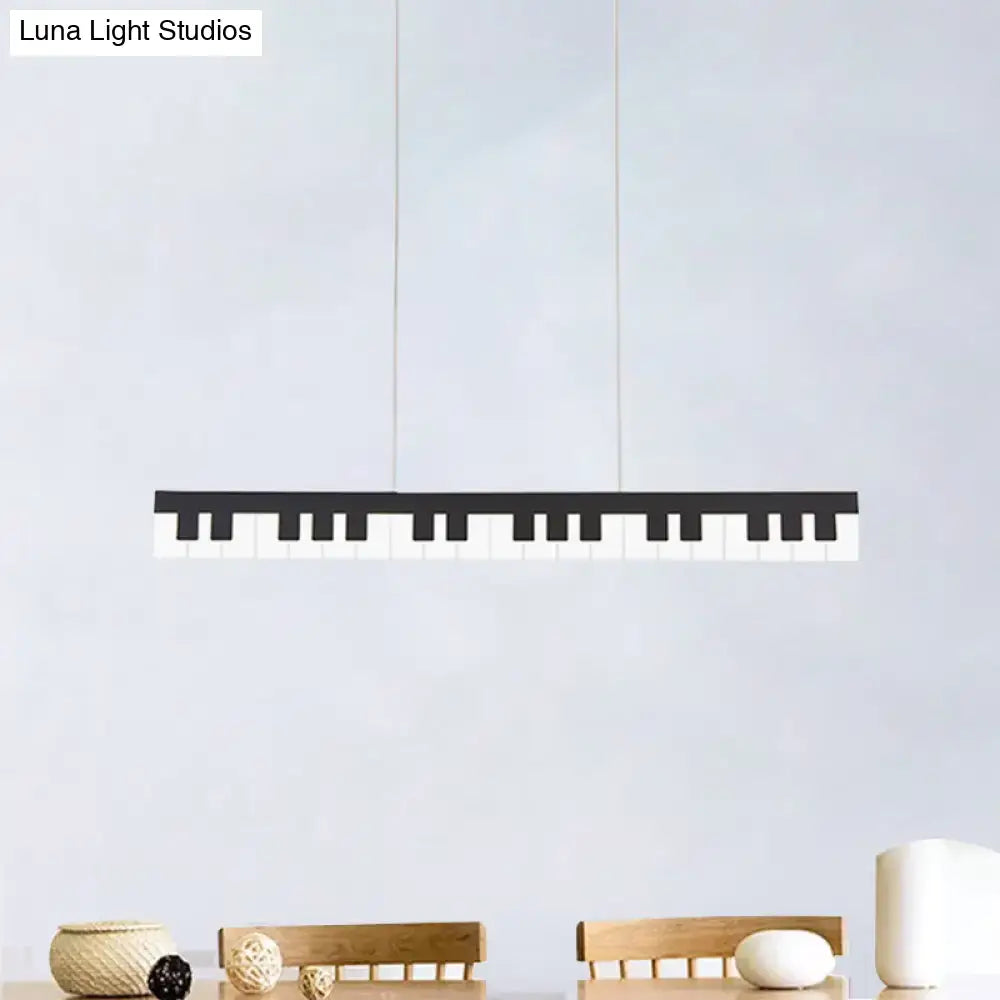 Modern black & white acrylic piano key chandelier – kids bedroom light
