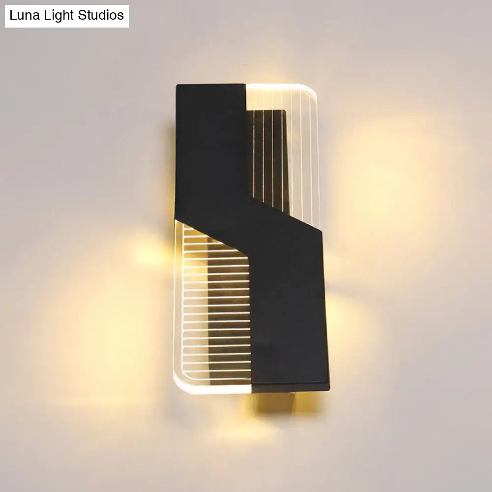 Modern black & white angular led wall mount light bedroom sconce