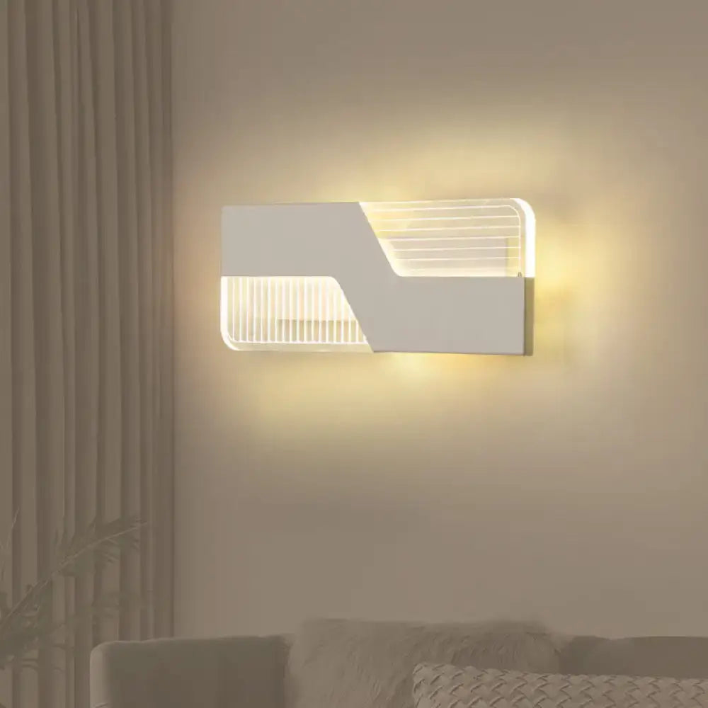Modern black & white angular led wall mount light bedroom sconce