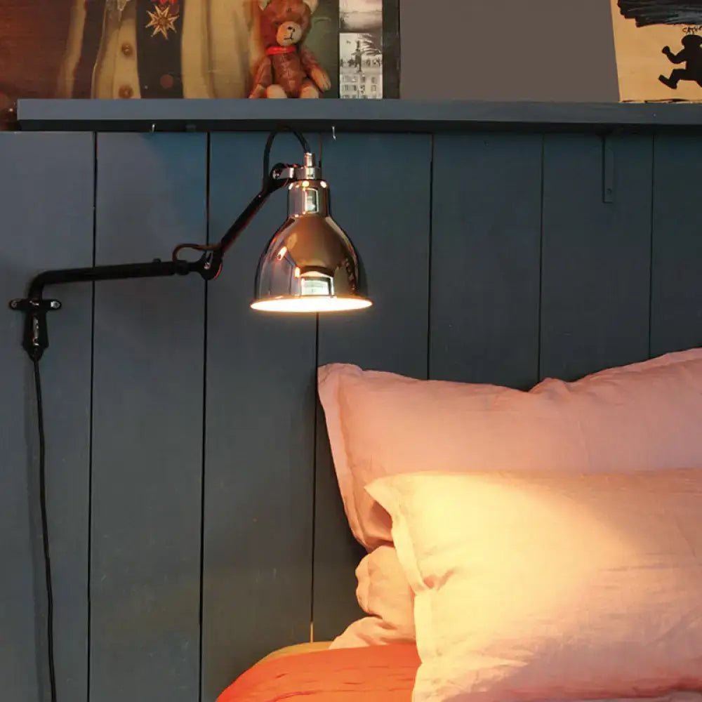 Modern black & white articulated bedroom wall lamp wired electric power
