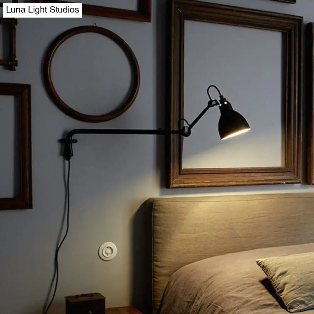 Modern black & white articulated bedroom wall lamp wired electric power