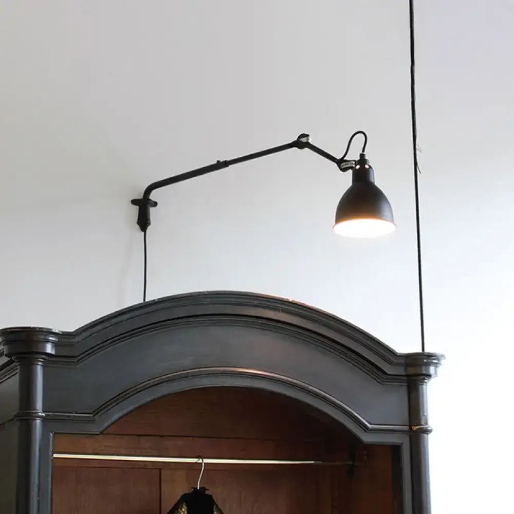 Modern black & white articulated bedroom wall lamp wired electric power