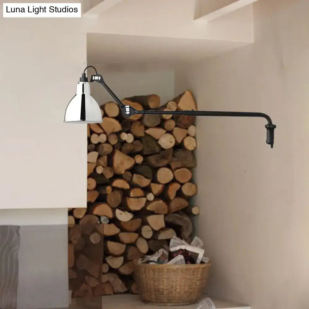 Modern black & white articulated bedroom wall lamp wired electric power