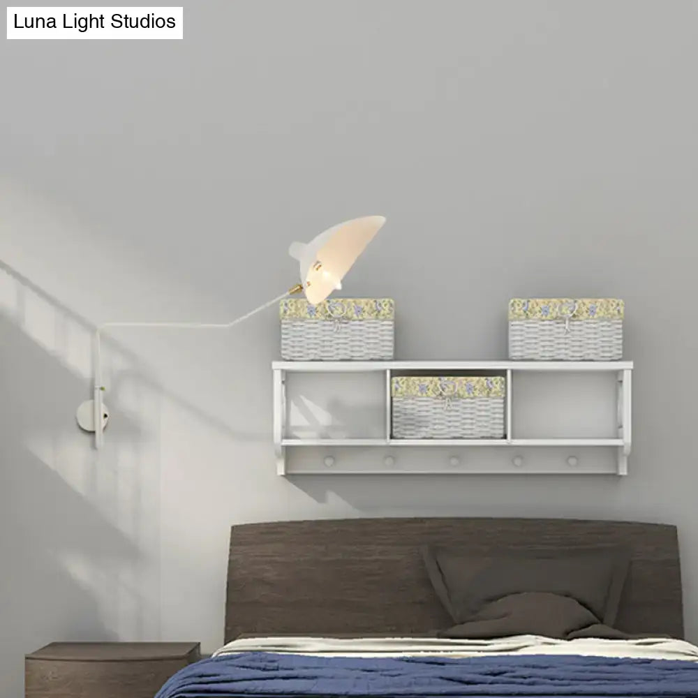 Modern black & white articulated wall sconce living room light fixture