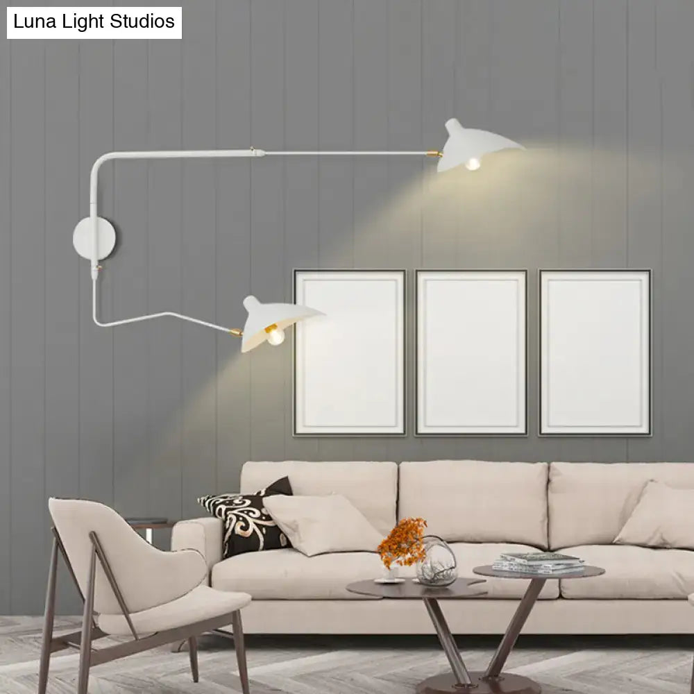 Modern black & white articulated wall sconce living room light fixture