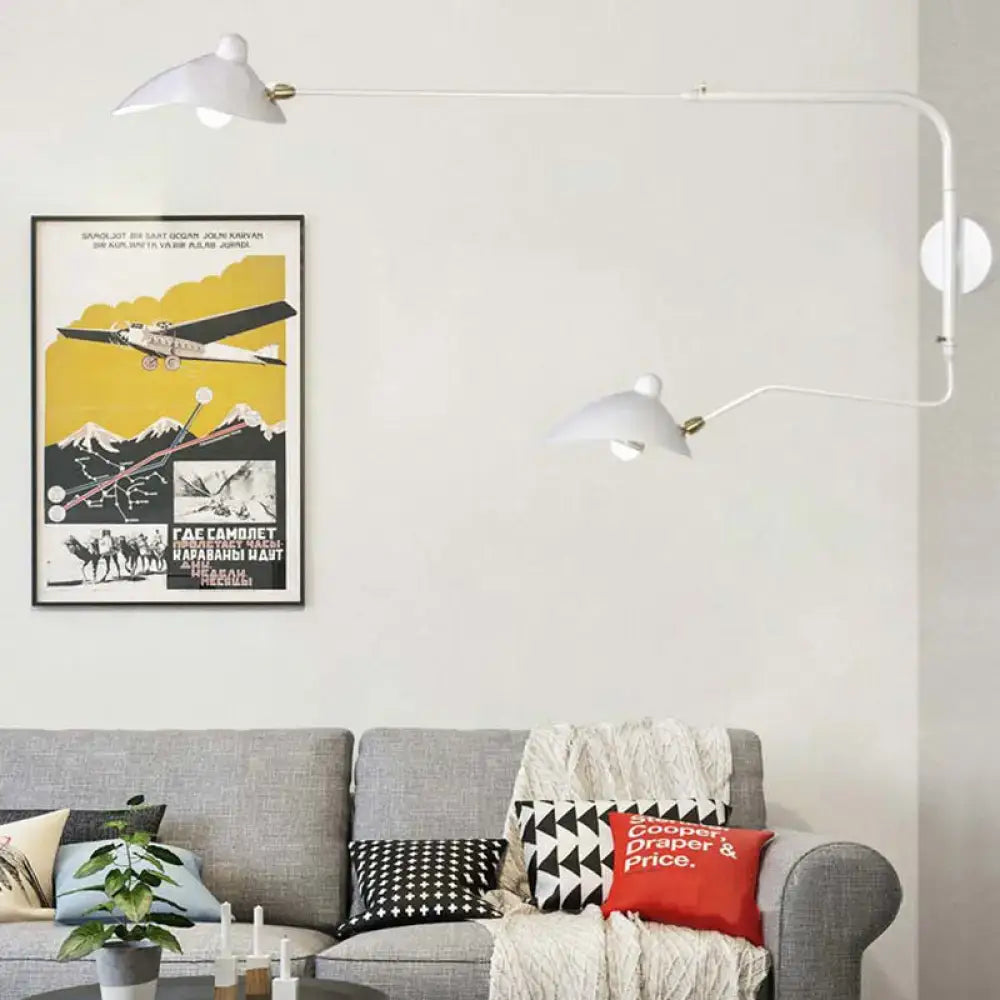 Modern black & white articulated wall sconce living room light fixture