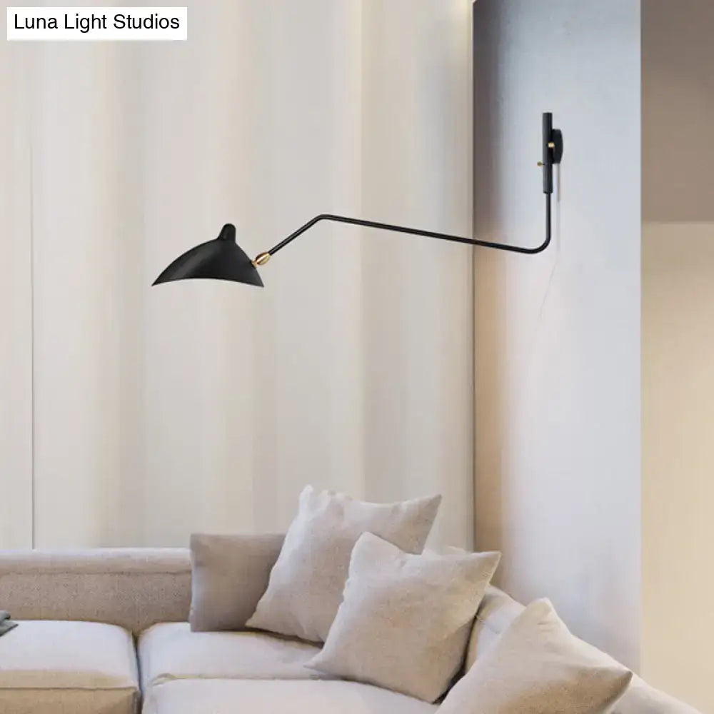 Modern black & white articulated wall sconce living room light fixture