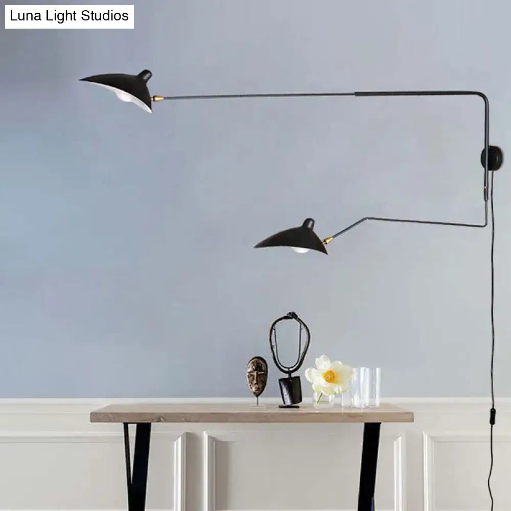 Modern black & white articulated wall sconce living room light fixture