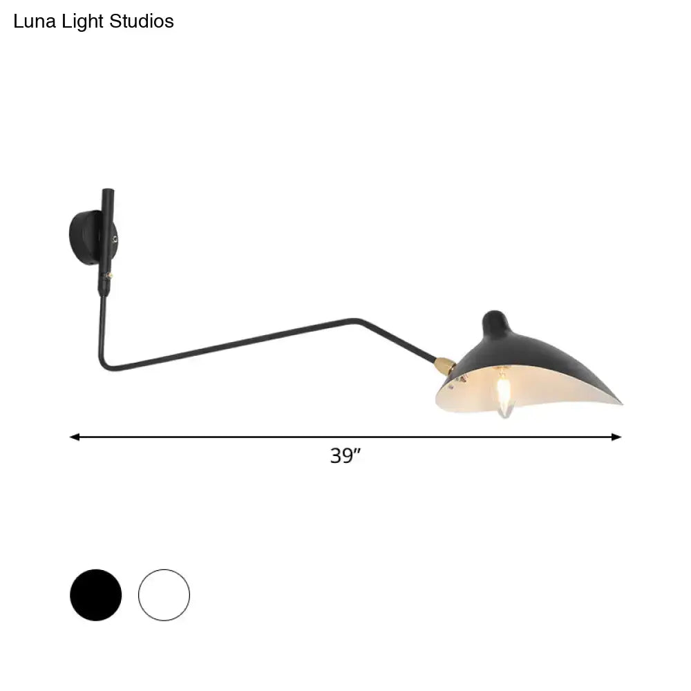 Modern black & white articulated wall sconce living room light fixture