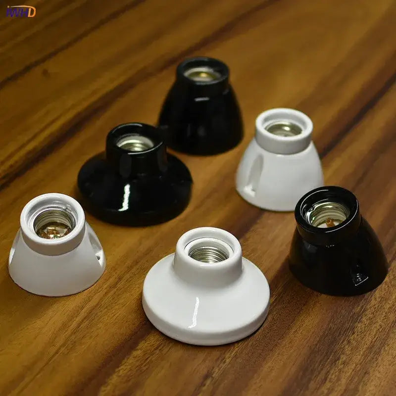 Modern black & white ceramic e27 lamp bulb holder for living room