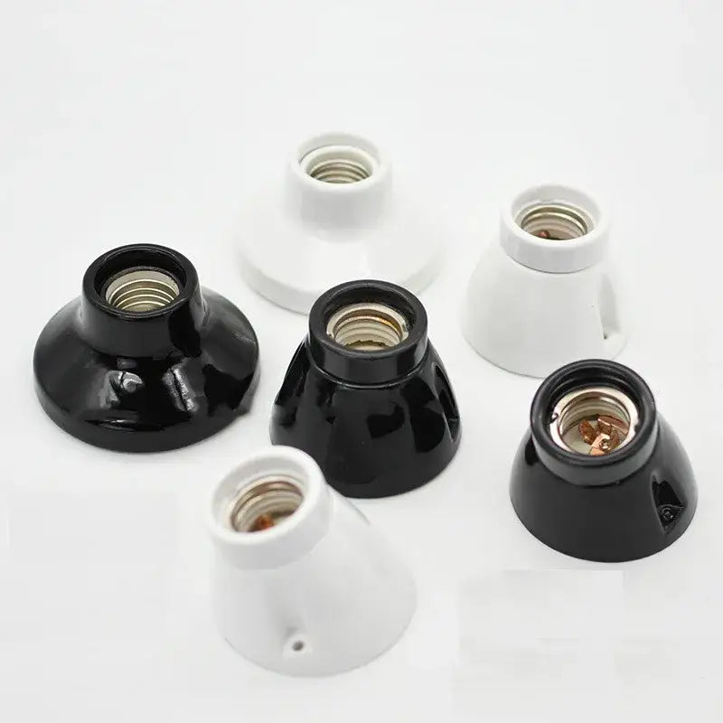 Modern black & white ceramic e27 lamp bulb holder for living room
