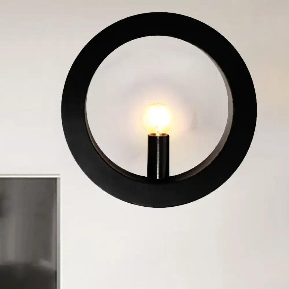 Modern black & white circle wall light bedroom sconce