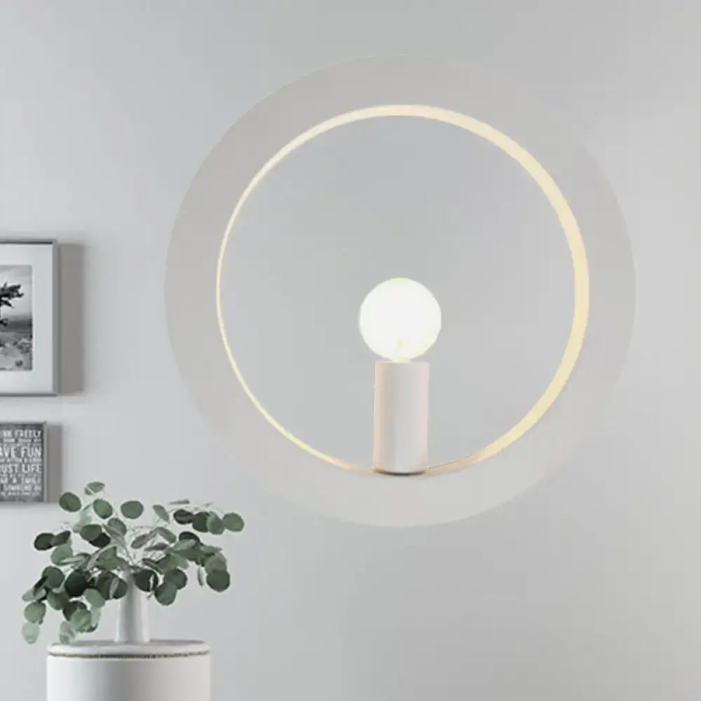 Modern black & white circle wall light bedroom sconce