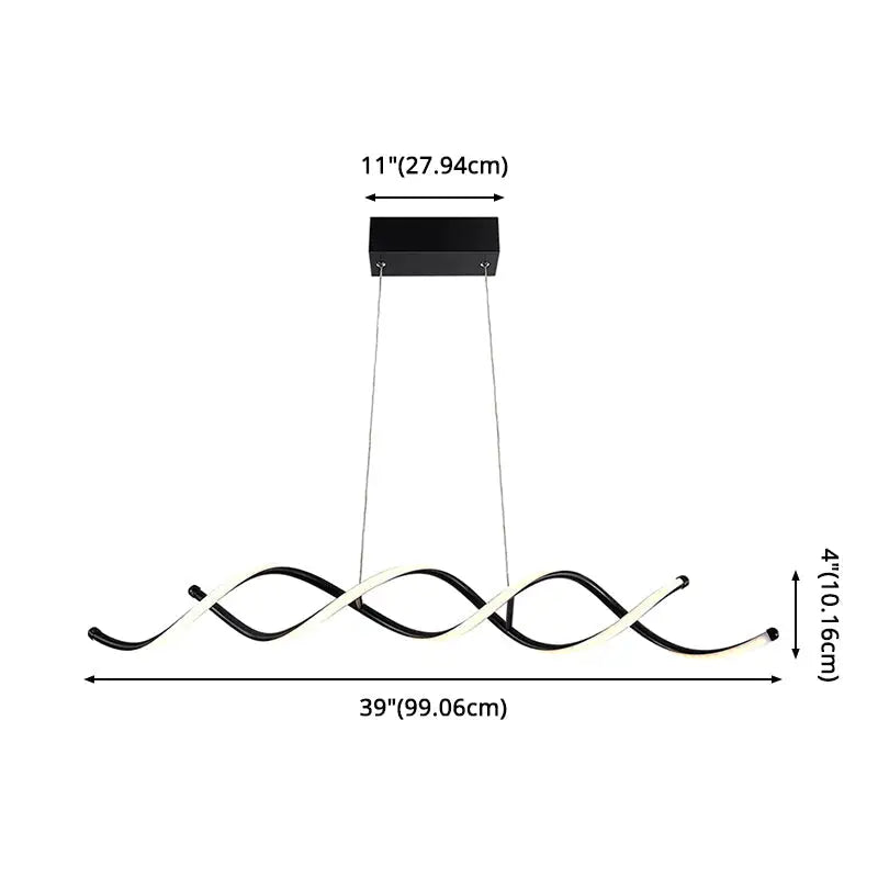 Modern black & white curved led pendant ceiling light dining room