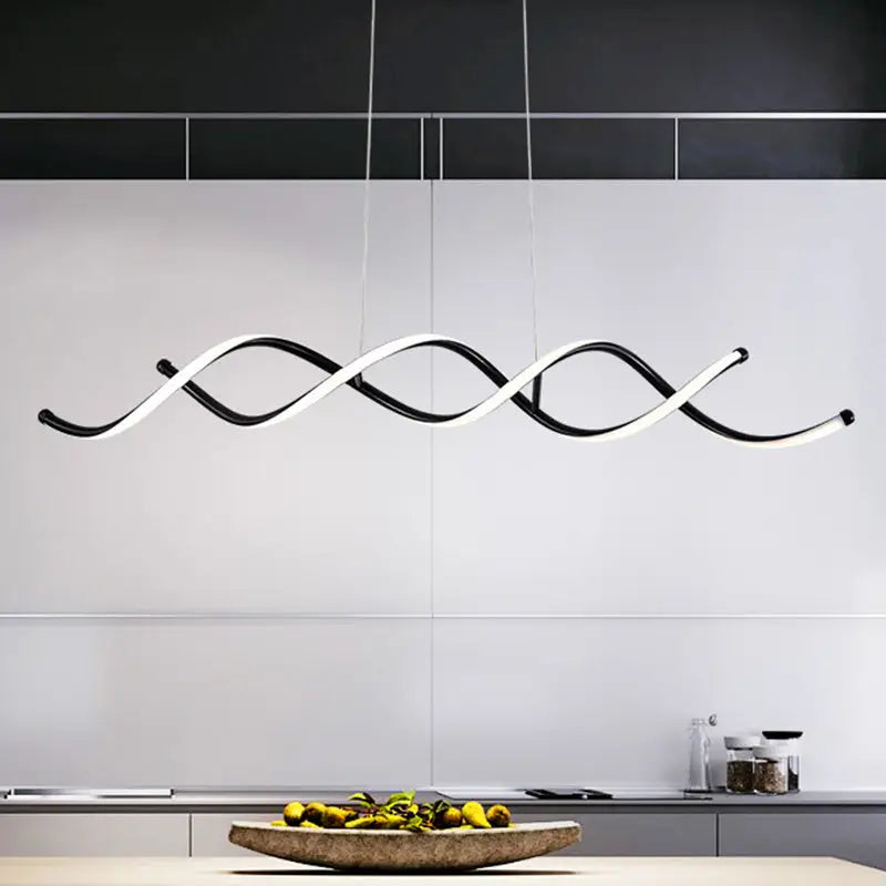 Modern black & white curved led pendant ceiling light dining room