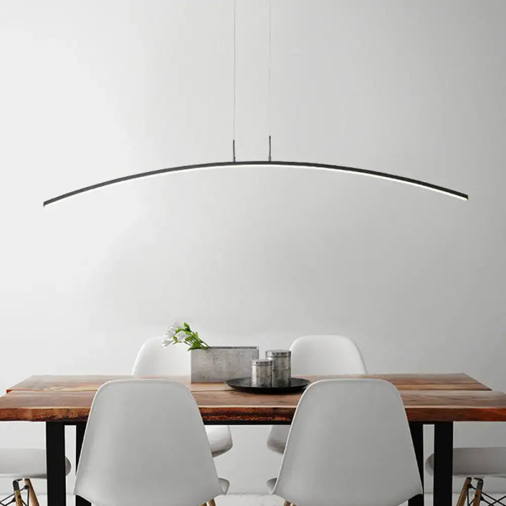 Modern black & white curved led pendant light kitchen island lighting