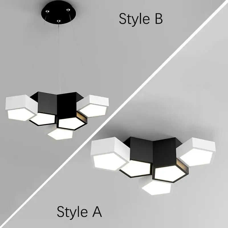 Modern black white diamond led chandelier living room pendant light