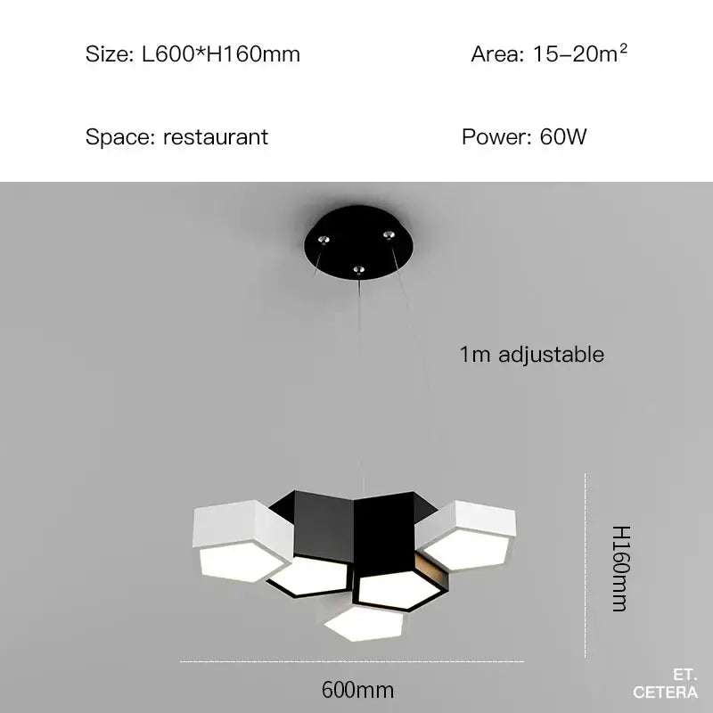 Modern black white diamond led chandelier living room pendant light
