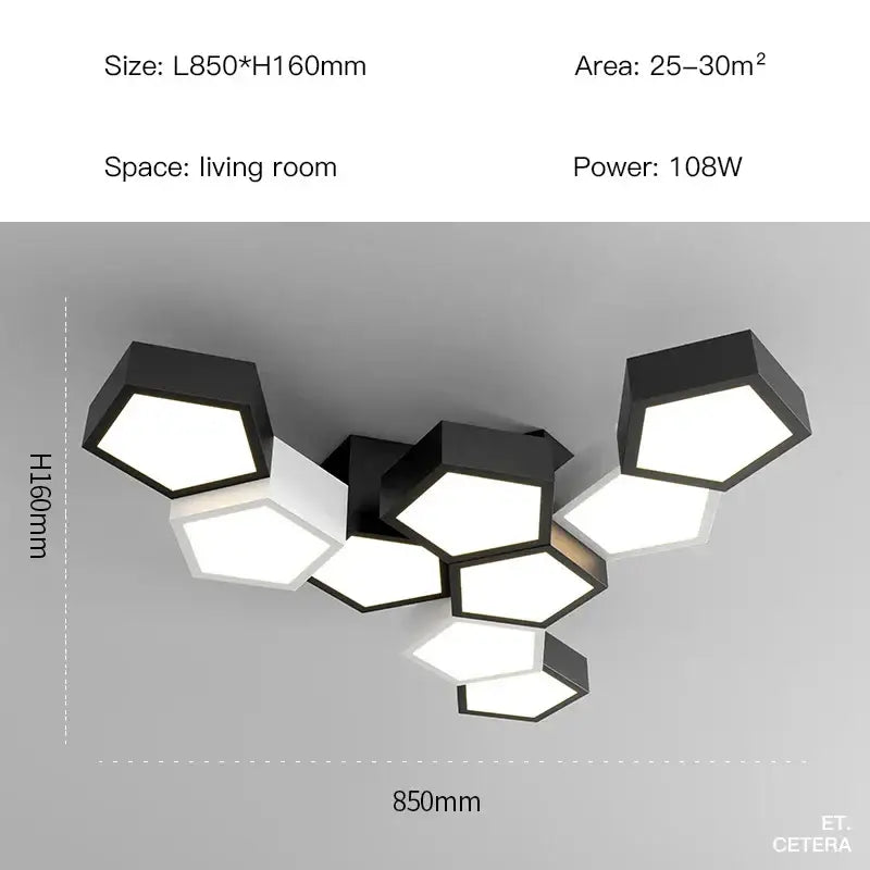 Modern black white diamond led chandelier living room pendant light