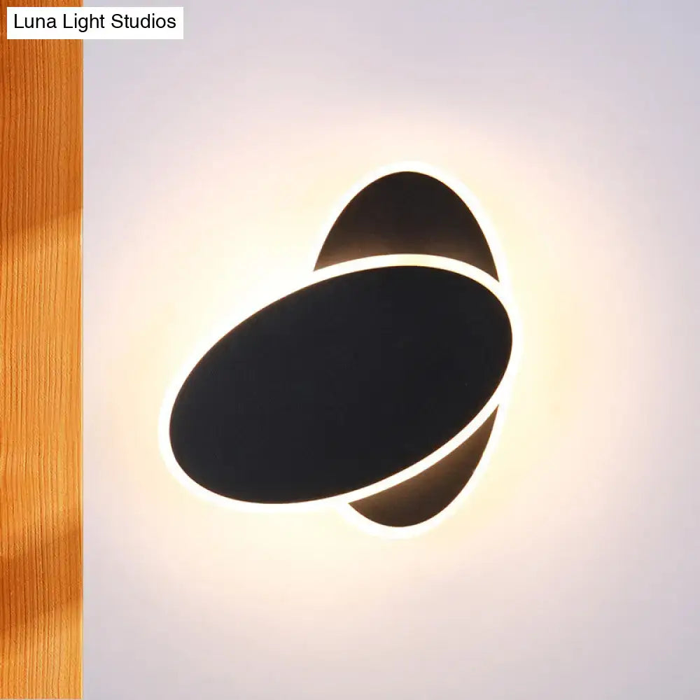 Modern black & white double oval wall sconce lamp bedroom light